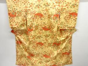 流水に草花模様小紋着物